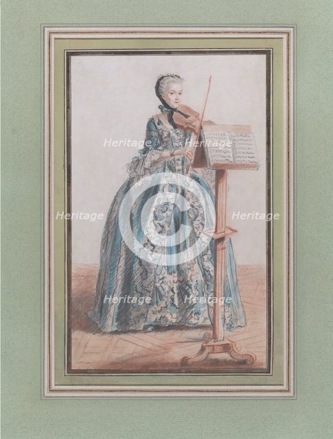 Woman Playing the Violin, Seen from the Front, ca. 1758-59. Creator: Louis de Carmontelle.