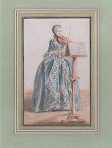 Woman Playing the Violin, Seen from the Front, ca. 1758-59. Creator: Louis de Carmontelle