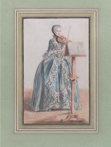 Woman Playing the Violin, Seen from the Front, ca. 1758-59. Creator: Louis de Carmontelle