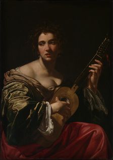 Woman Playing a Guitar, ca. 1618. Creator: Simon Vouet