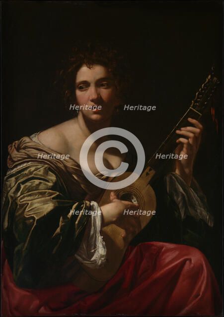 Woman Playing a Guitar, ca. 1618. Creator: Simon Vouet.