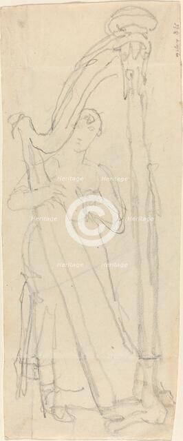 Woman Playing a Harp (Lavinia Banks?). Creator: John Flaxman.