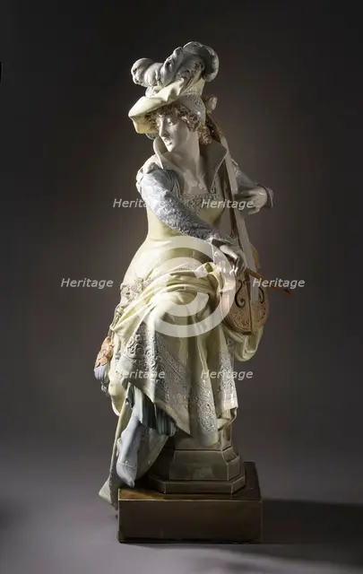 Woman Playing a 'Viola da Gamba' (image 1 of 11), between c.1880 and c.1897. Creators: Albert Ernest Carrier de Belleuse, Hippolyte Boulenger.