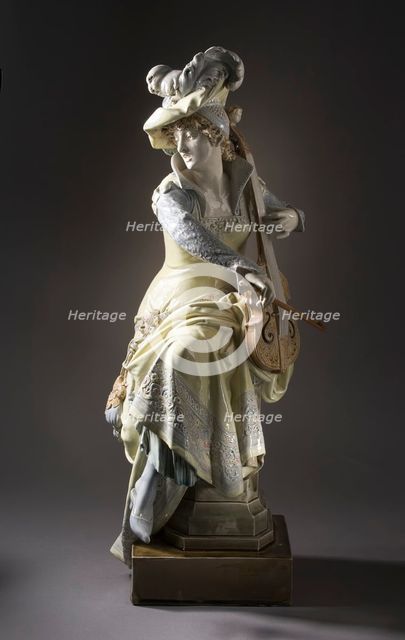 Woman Playing a 'Viola da Gamba' (image 1 of 11), between c.1880 and c.1897. Creators: Albert Ernest Carrier de Belleuse, Hippolyte Boulenger.