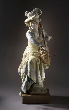 Woman Playing a Viola da Gamba (image 1 of 11), between c.1880 and c.1897. Creators: Albert Ernest Carrier de Belleuse, Hippolyte Boulenger