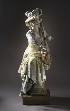 Woman Playing a Viola da Gamba (image 1 of 11), between c.1880 and c.1897. Creators: Albert Ernest Carrier de Belleuse, Hippolyte Boulenger