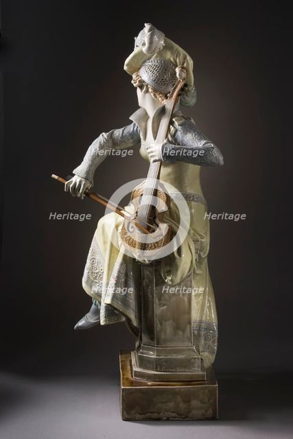 Woman Playing a 'Viola da Gamba' (image 10 of 11), between c.1880 and c.1897. Creators: Albert Ernest Carrier de Belleuse, Hippolyte Boulenger.