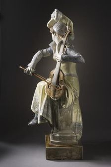 Woman Playing a Viola da Gamba (image 10 of 11), between c.1880 and c.1897. Creators: Albert Ernest Carrier de Belleuse, Hippolyte Boulenger