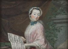 Woman playing an instrument, c1820s. Creator: Unknown