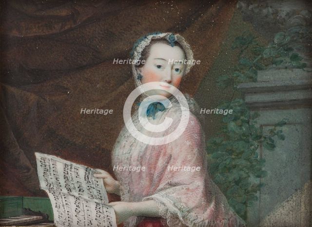 Woman playing an instrument, c1820s. Creator: Unknown.