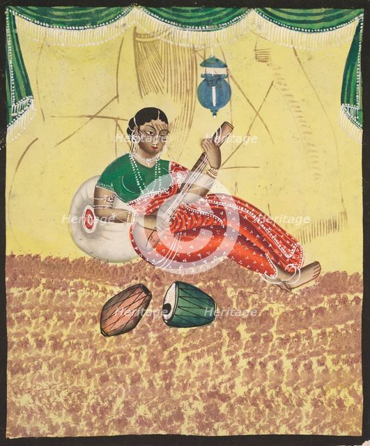 Woman Playing Music, 1800s. Creator: Unknown.