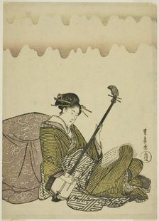 Woman playing shamisen, from an untitled series of women at leisure, c. 1795/1800. Creator: Utagawa Toyohiro