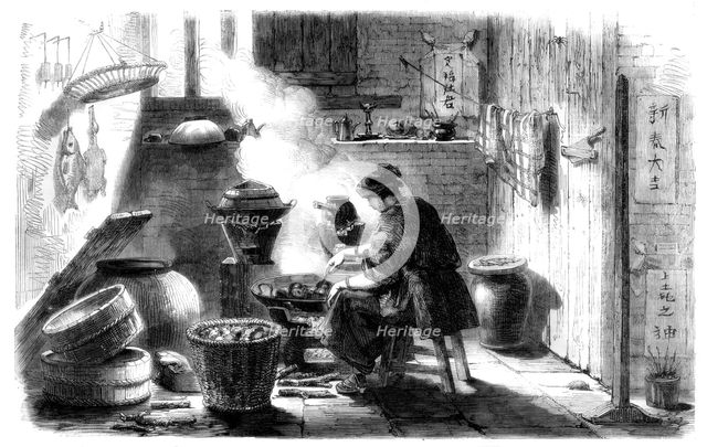 Woman preparing cakes for the Chinese New Year, 1861. Artist: Unknown
