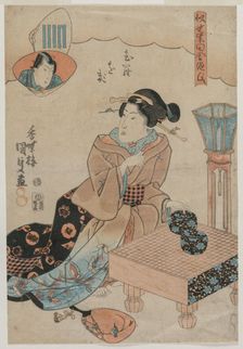 Woman Preparing to Play Go. Creator: Utagawa Kunisada (Japanese, 1786-1865)