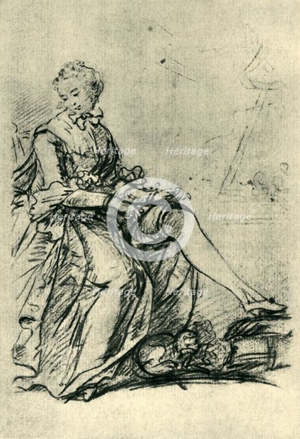 Woman putting on her stockings, mid-late 18th century, (1943). Creator: Sir Joshua Reynolds.