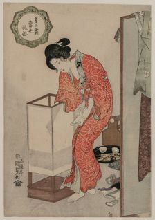 Woman Putting Out a Light (from the series Modern Customs: Frost Beneath the Stars), c. 1820. Creator: Utagawa Kunisada (Japanese, 1786-1865)