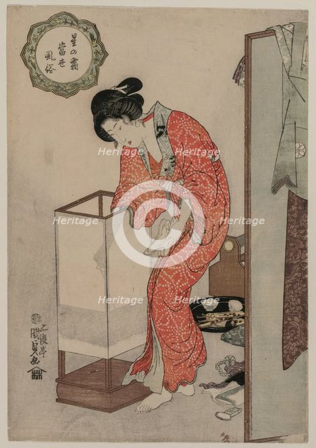 Woman Putting Out a Light (from the series Modern Customs: Frost Beneath the Stars), c. 1820. Creator: Utagawa Kunisada (Japanese, 1786-1865).