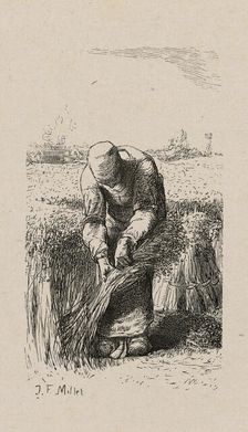 Woman Pulling Flax, 1853, after drawing made in 1852. Creator: Jacques-Adrien Lavieille