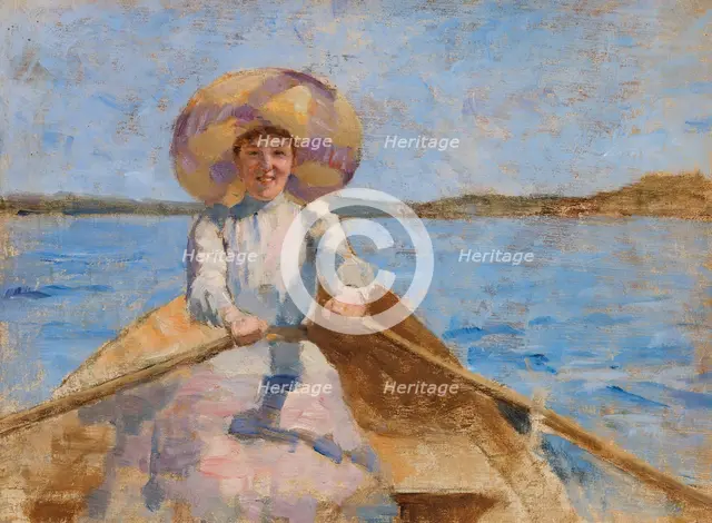 Woman Rowing, Sketch, 1892. Creator: Maria Wiik.