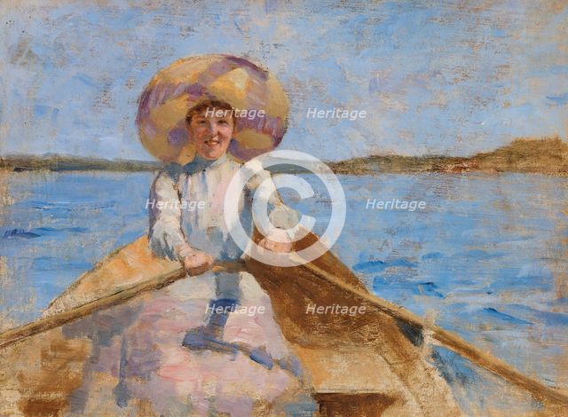 Woman Rowing, Sketch, 1892. Creator: Maria Wiik.