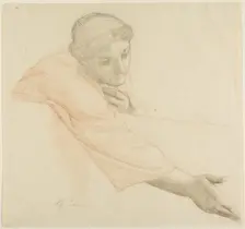 Woman Reaching Over a Wall, study for The Life of Saint Louis, King of France, c. 1878. Creator: Alexandre Cabanel