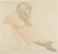 Woman Reaching Over a Wall, study for The Life of Saint Louis, King of France, c. 1878. Creator: Alexandre Cabanel