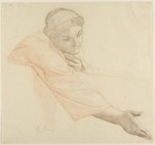 Woman Reaching Over a Wall, study for The Life of Saint Louis, King of France, c. 1878. Creator: Alexandre Cabanel