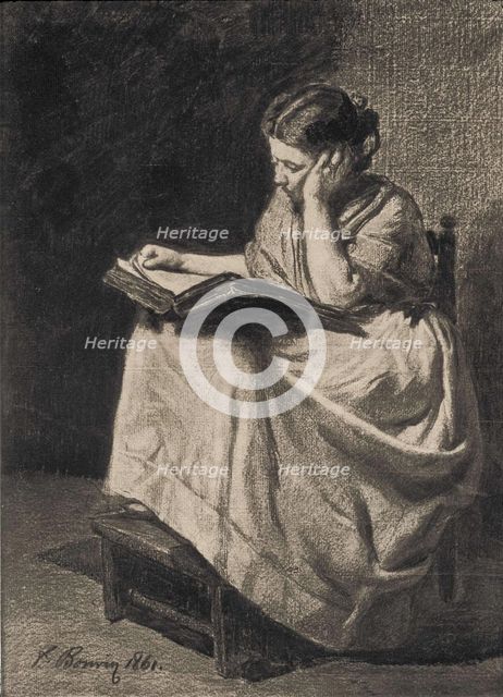 Woman Reading, 1861. Creator: Francois Bonvin.