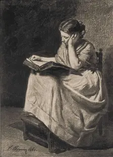Woman Reading, 1861. Creator: Francois Bonvin