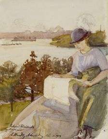 Woman Reading, 1913. Creator: Albert Gebhard