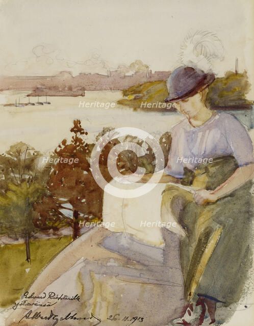 Woman Reading, 1913. Creator: Albert Gebhard.