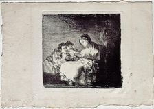 Woman Reading to two Children (La lectura), 1819-1825. Artist: Goya, Francisco, de (1746-1828)
