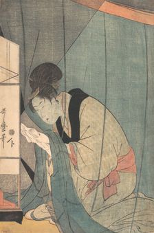 Woman Reading a Letter under a Mosquito Net, ca. 1798. Creator: Kitagawa Utamaro