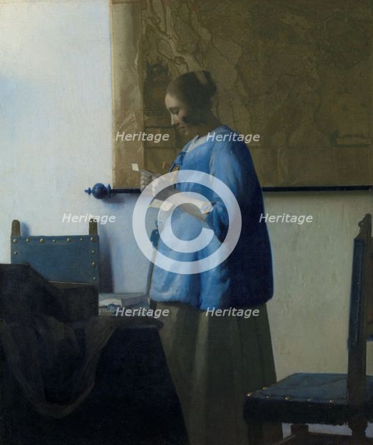 Woman Reading a Letter, c.1663. Creator: Jan Vermeer.