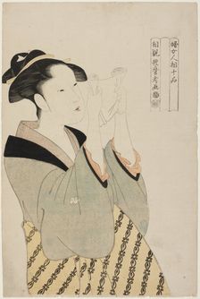 Woman Reading a Letter, from the series Ten Classes of Women's Physiognomy (Fujo..., c. 1792/93. Creator: Kitagawa Utamaro
