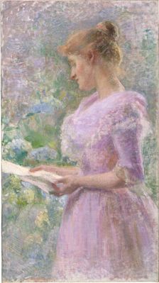 Woman Reading a Letter in the Garden, c1895. Creator: Marie Bertuch