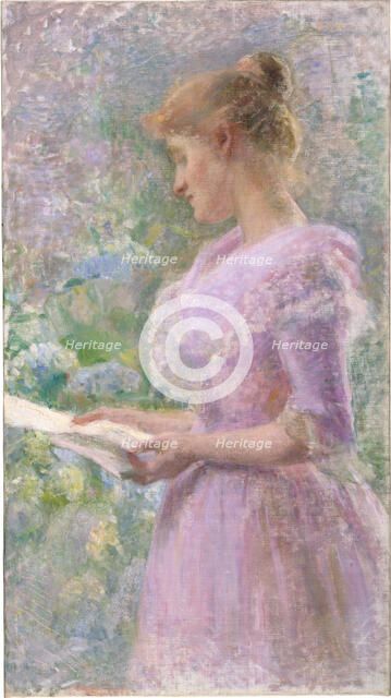 Woman Reading a Letter in the Garden, c1895. Creator: Marie Bertuch.