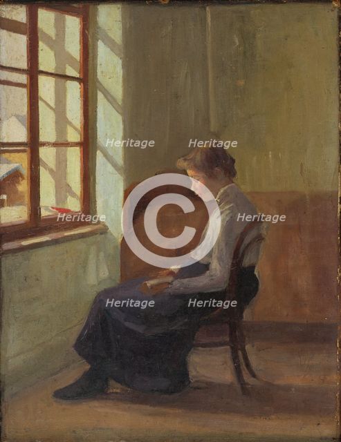 Woman Reading at the Window, around 1905. Creator: Eduard Putra.