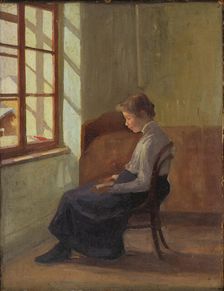 Woman Reading at the Window, around 1905. Creator: Eduard Putra