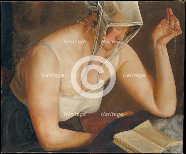 Woman Reading, c. 1922. Artist: Grigoriev, Boris Dmitryevich (1886-1939)