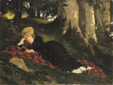 Woman Reading in a Forest, 1875. Creator: Benczúr, Gyula (1844-1920)
