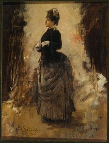 Woman removing a glove, 1886. Creator: Jean Paul Sinibaldi