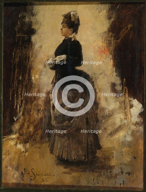 Woman removing a glove, 1886. Creator: Jean Paul Sinibaldi.