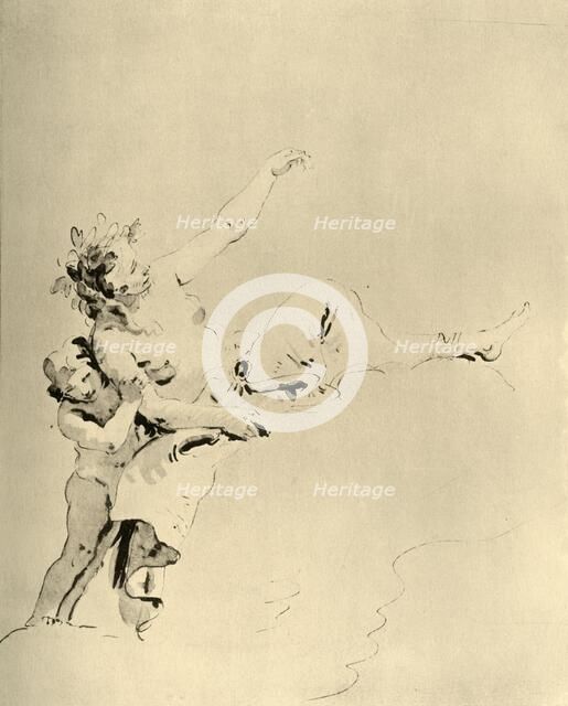 'Woman resting on Clouds and supported by a Cupid', mid 18th century, (1928). Artist: Giovanni Battista Tiepolo.