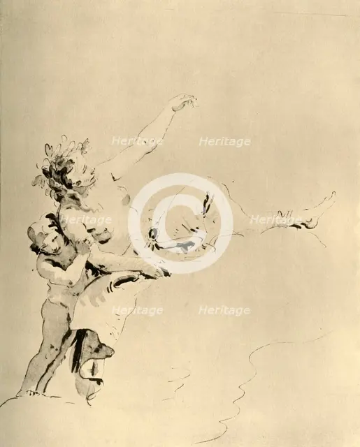 'Woman resting on Clouds and supported by a Cupid', mid 18th century, (1928). Artist: Giovanni Battista Tiepolo.
