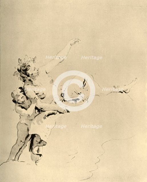 'Woman resting on Clouds and supported by a Cupid', mid 18th century, (1928). Artist: Giovanni Battista Tiepolo.