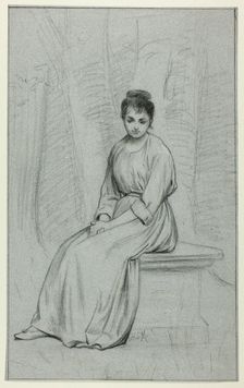Woman Resting on Stone Bench, n.d. Creator: Henry Stacy Marks