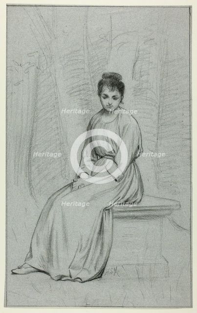 Woman Resting on Stone Bench, n.d. Creator: Henry Stacy Marks.