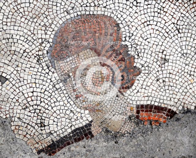 Woman's head, detail from mosaic pavement in the Great Palace of Constantinople, 4th-6th century. Creator: LTL.