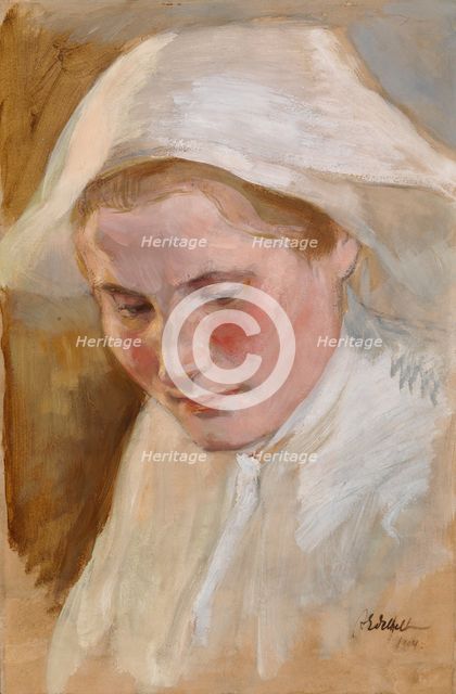 Woman's head, exercise for the final draft of the Pietari Brahe series, 1904. Creator: Albert Edelfelt.